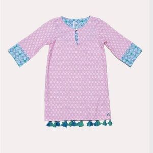 Cabana Life Pink Blue Tassel Patterned Swim Coverup Sz 10